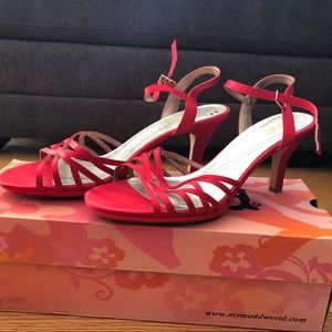 In ORIGINAL BOX! Red Satin Heels